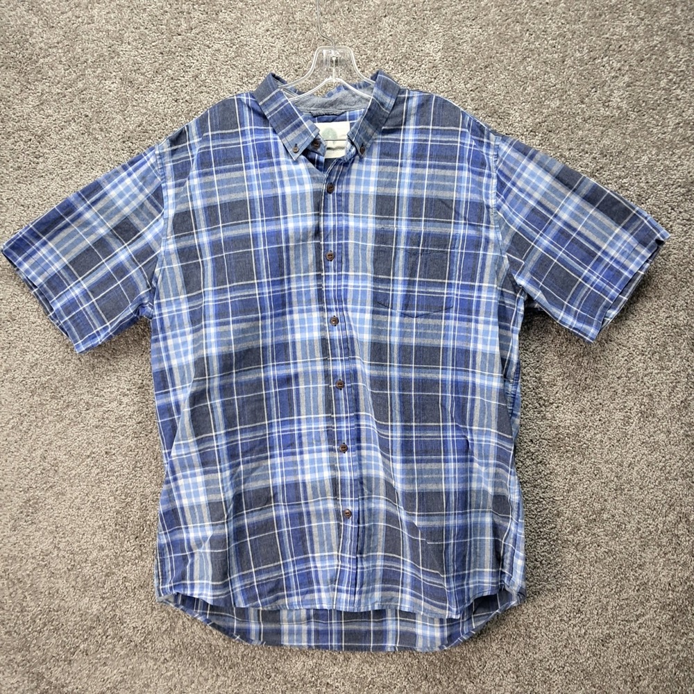 Weatherproof Mens Blue Plaid Short‎ Sleeve Button Down Shirt XXL WPL11590